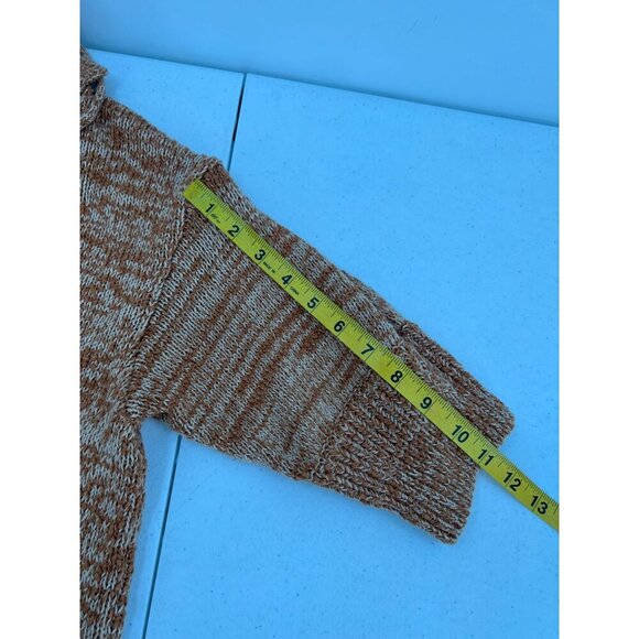 Anthropologie Carlotta Knit Pullover Sweater S Marled Brown Tie-Neck Polo Collar - Picture 8 of 11